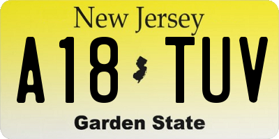 NJ license plate A18TUV
