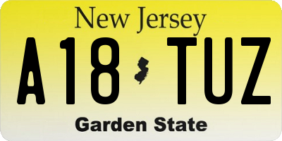 NJ license plate A18TUZ