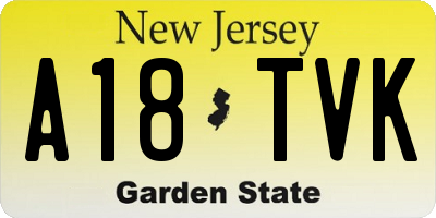NJ license plate A18TVK