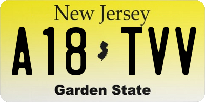 NJ license plate A18TVV