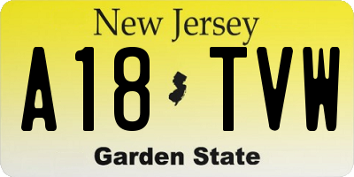 NJ license plate A18TVW
