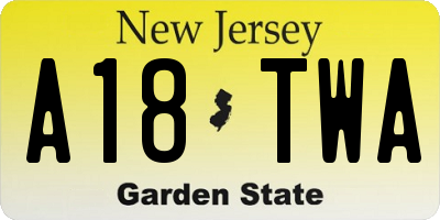 NJ license plate A18TWA