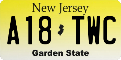 NJ license plate A18TWC