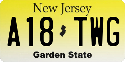 NJ license plate A18TWG