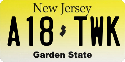 NJ license plate A18TWK