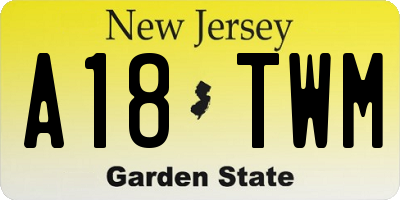 NJ license plate A18TWM