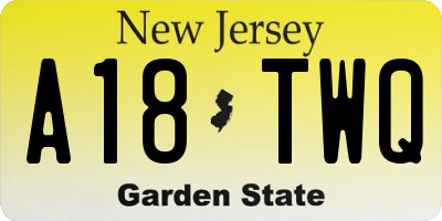 NJ license plate A18TWQ
