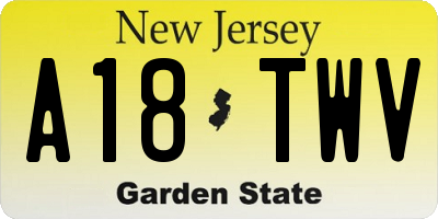 NJ license plate A18TWV