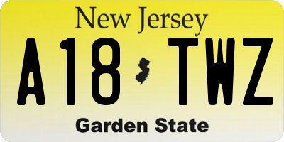 NJ license plate A18TWZ