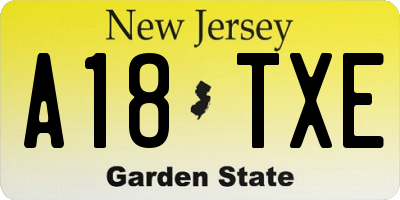 NJ license plate A18TXE