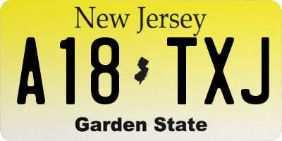 NJ license plate A18TXJ