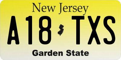 NJ license plate A18TXS