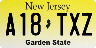 NJ license plate A18TXZ