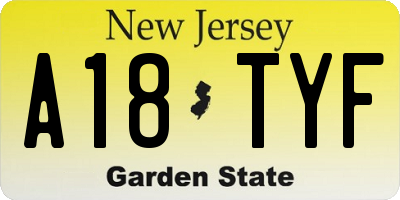 NJ license plate A18TYF