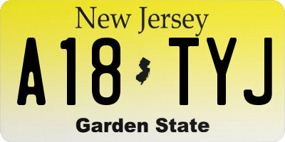 NJ license plate A18TYJ