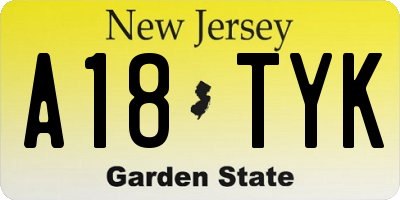 NJ license plate A18TYK