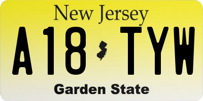 NJ license plate A18TYW