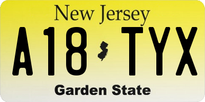 NJ license plate A18TYX