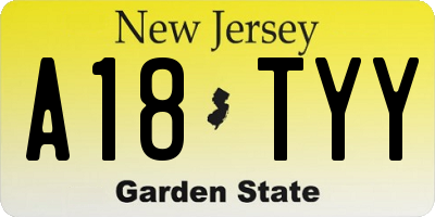 NJ license plate A18TYY
