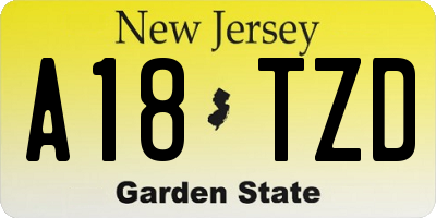 NJ license plate A18TZD