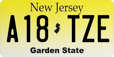 NJ license plate A18TZE