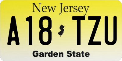NJ license plate A18TZU