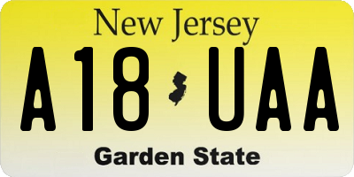 NJ license plate A18UAA