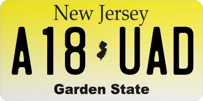 NJ license plate A18UAD