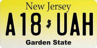 NJ license plate A18UAH