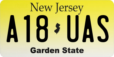 NJ license plate A18UAS