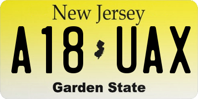 NJ license plate A18UAX