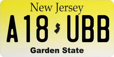 NJ license plate A18UBB
