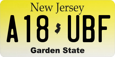 NJ license plate A18UBF