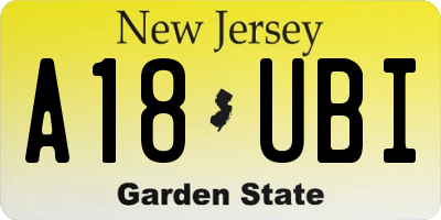 NJ license plate A18UBI