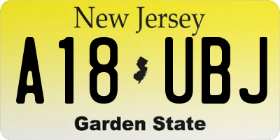 NJ license plate A18UBJ