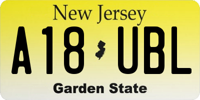 NJ license plate A18UBL