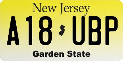 NJ license plate A18UBP