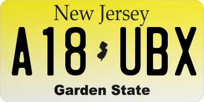 NJ license plate A18UBX