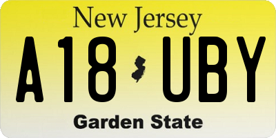 NJ license plate A18UBY