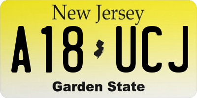 NJ license plate A18UCJ