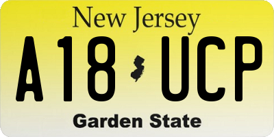 NJ license plate A18UCP