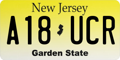 NJ license plate A18UCR