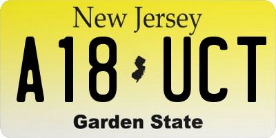 NJ license plate A18UCT