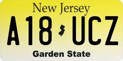 NJ license plate A18UCZ
