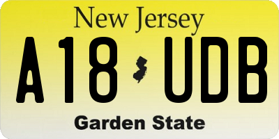 NJ license plate A18UDB