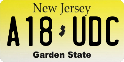 NJ license plate A18UDC