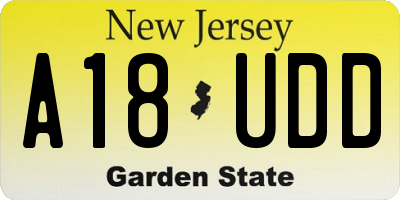 NJ license plate A18UDD