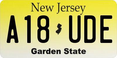 NJ license plate A18UDE