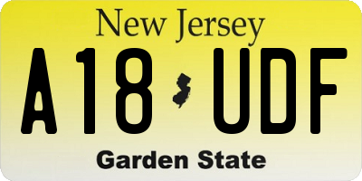 NJ license plate A18UDF