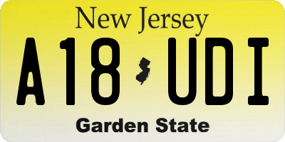 NJ license plate A18UDI